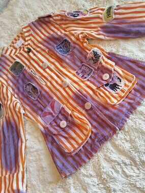 Vintage Custo Barcelona Striped Patchwork Utility Jacket Multi-Color